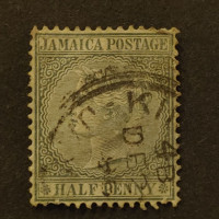 Sello Jamaica, SG16a (Scott 16), Usado #, 1/2 d