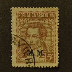 Známka Argentina, Mi.408XII#, s ministerským přetiskem Známka Argentina, Mi.408XII#, s ministerským přetiskem