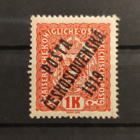 Známka ČSR, 1K, Pof.47a*, černý přetisk 