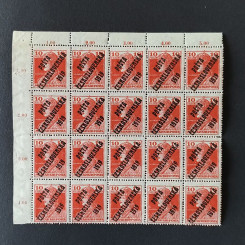 Víceblok ČSR PČ 1919 , 10f, Pof.119**, ST přetisků 