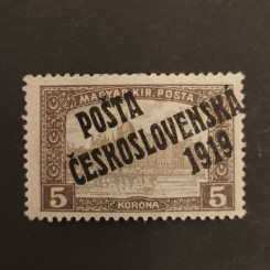 Známka ČSR PČ 1919 , 5K, Pof.117*, II. typ přetisku 