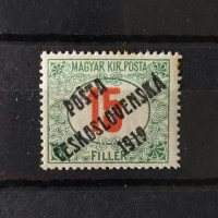 Známka ČSR PČ 1919 , 15f, Pof.137*, II. typ přetisku 