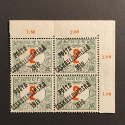 Čtyřblok ČSR PČ 1919 , Pof.132*, ST přetisku 