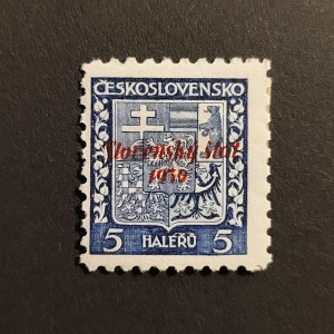 1939 – Přetiskové provizorium na ČSR známkách s přetiskem „Slovenský štát“