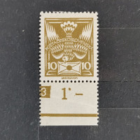 Stamps with plate numbers Czechoslovakia, Mi.165, MNH, 10h
