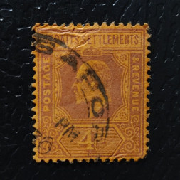 Sello Establecimientos de los Estrechos, SG112 (Mi. 81), Usado #, 4 c
