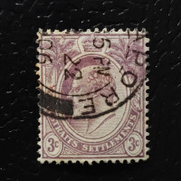 Sello Establecimientos de los Estrechos, SG128, Usado #, 3 c