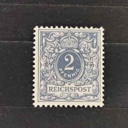 Známka Německo, Reich, Mi.52*, 2Pfg. Známka Německo, Reich, Mi.52*, 2Pfg.
