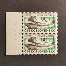 Block of 2 Czechoslovakia, 60h, Mi.1017, MNH** 