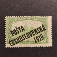 Známka ČSR PČ 1919 , 80f, Pof.113*, II. typ přetisku 