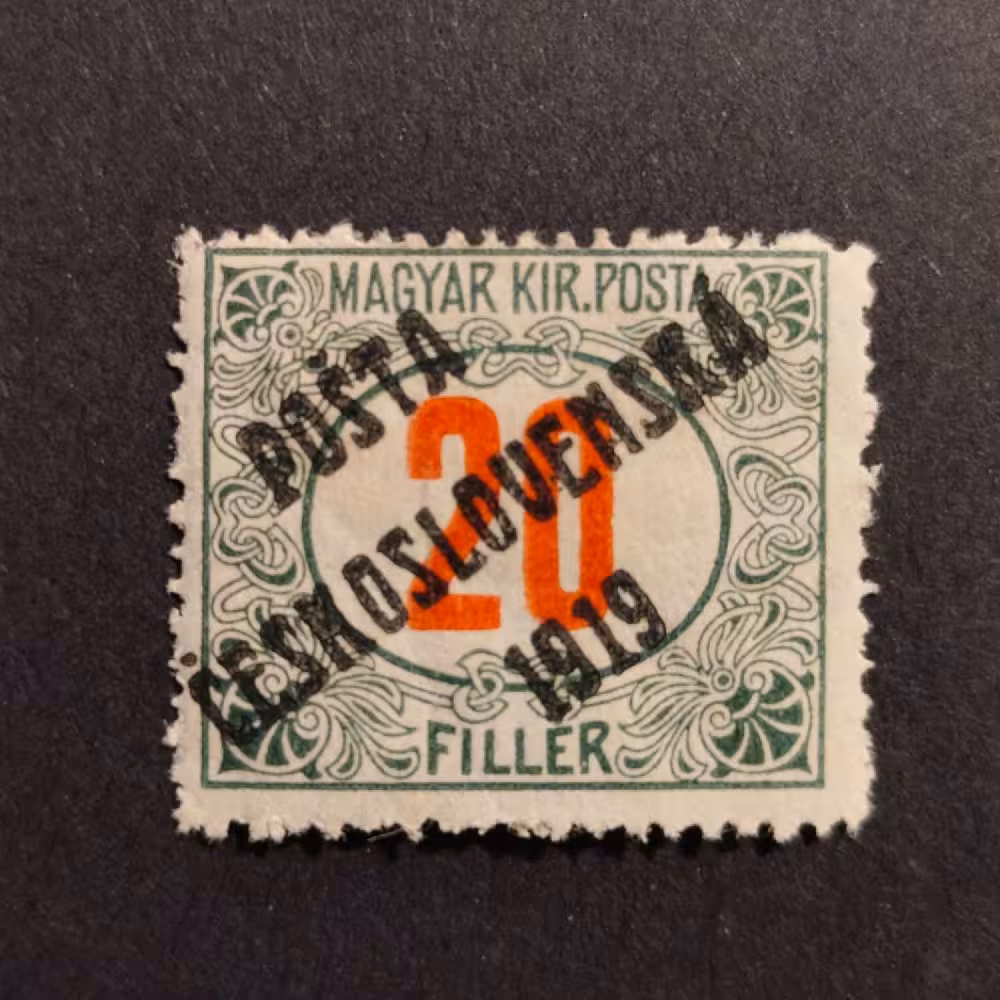 Známka ČSR PČ 1919 , 20f, Pof.138*, IV. typ přetisku 