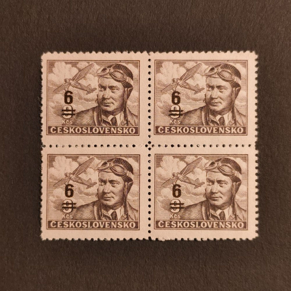 Bloque de cuatro Checoslovaquia, 6/9 Kčs, Mi.588, MNH** 