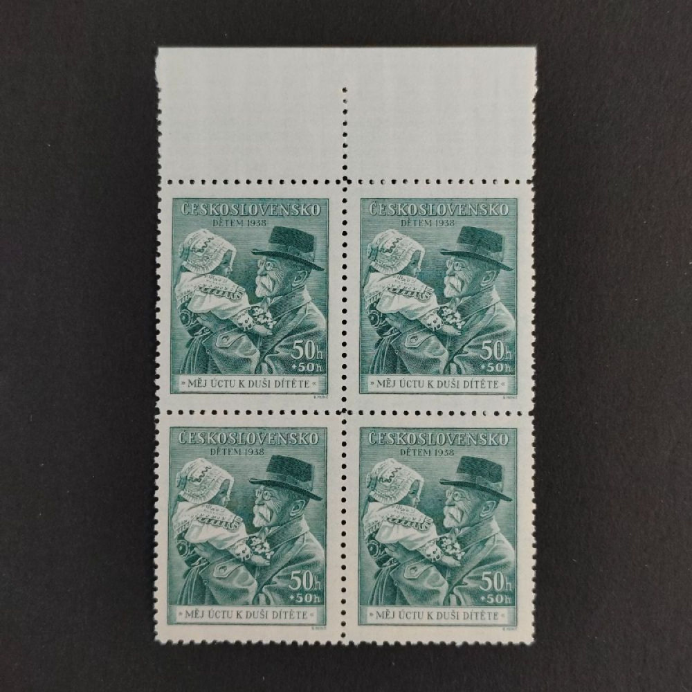 Bloque de cuatro Checoslovaquia, 50+50h, Mi.389, MNH** 
