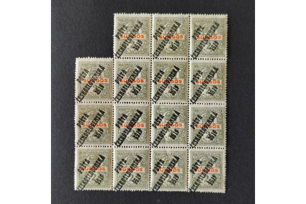Víceblok ČSR PČ 1919 , 2f, Pof.124**, ST přetisku 