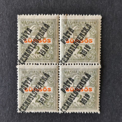 Čtyřblok ČSR PČ 1919 , 2f, Pof.124**, ST přetisků 