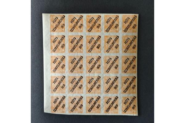 Víceblok ČSR PČ 1919 , 2f, Pof.125**, ST přetisků 