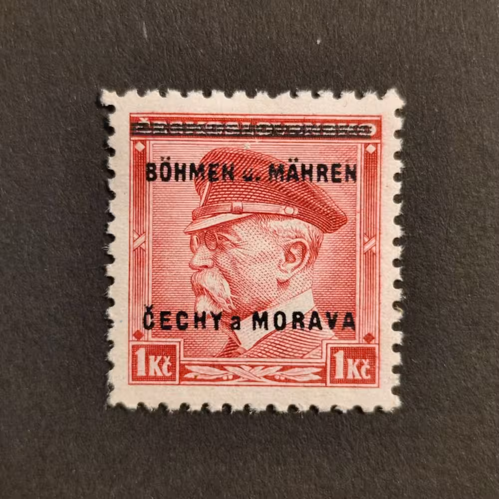 Stamp Bohemia and Moravia protectorate, 1Kč, Mi.9, MH* 