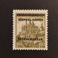 Briefmarke Böhmen und Mähren Protektorat, 1.60Kč, Mi.13* 