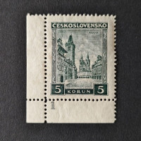 Stamps with plate numbers Czechoslovakia, 5 Kč, Mi.293, MH* 