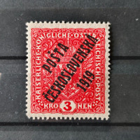Známka ČSR, 3K, Pof.49IIb*, II. typ přetisku 