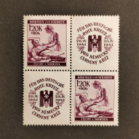 Block of stamps Bohemia and Moravia protectorate, 1.20 + 0.8K, Mi.63, MH* 