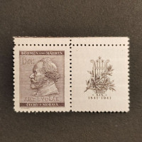 Stamp with coupons Bohemia and Moravia protectorate, 1.20K, Mi.74, MNH** 