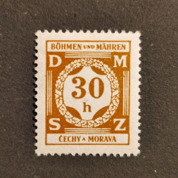 Briefmarke Böhmen und Mähren Protektorat, 30H, Mi.1 Dienst.* 