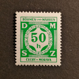 Briefmarke Böhmen und Mähren Protektorat, 50H, Mi.3 Dienst.* 