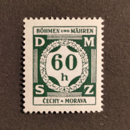 Briefmarke Böhmen und Mähren Protektorat, 60H, Mi.4 Dienst.* 
