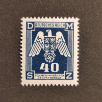 Stamp Bohemia and Moravia protectorate, 40H, Mi.14 Dienst., MH* 