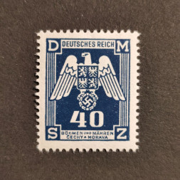Briefmarke Böhmen und Mähren Protektorat, 40H, Mi.14 Dienst.* 