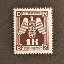 Briefmarke Böhmen und Mähren Protektorat, 1K, Mi.18 Dienst.* 