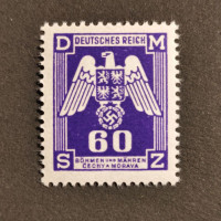Stamp Bohemia and Moravia protectorate, 60H, Mi.16 Dienst., MH* 