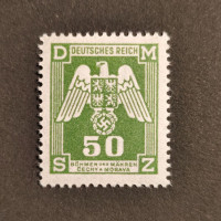 Stamp Bohemia and Moravia protectorate, 50H, Mi.15 Dienst., MH* 