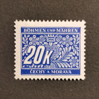 Stamp Bohemia and Moravia protectorate, 20K, Mi.14 Port., MH* 