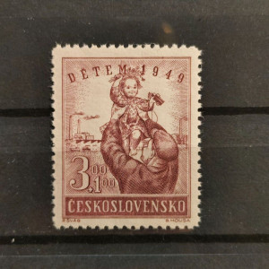 Dětem 1949 - Dělník s dítětem