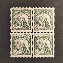 Block of four Czechoslovakia, Pof.27B (Pof. 27B), MNH, 15h