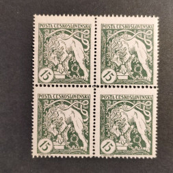 Block of four Czechoslovakia, Pof.27B (Pof. 27B), MNH, 15h