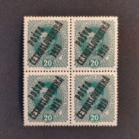 Čtyřblok ČSR, Pof.39**, ST type přetisků, 20h