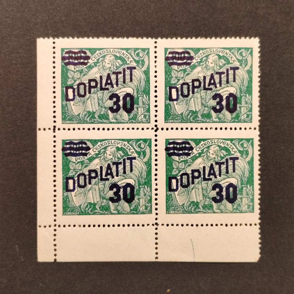 Rohový čtyřblok ČSR, Pof.DL42**, 30/100h Rohový čtyřblok ČSR, Pof.DL42**, 30/100h