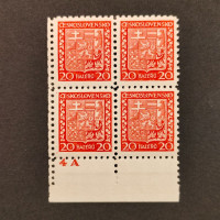 Rohový čtyřblok ČSR, Pof.250**, 20h Rohový čtyřblok ČSR, Pof.250**, 20h