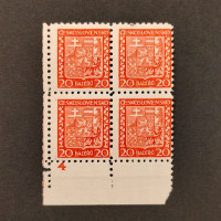 Rohový čtyřblok ČSR, Pof.250**, 20h Rohový čtyřblok ČSR, Pof.250**, 20h