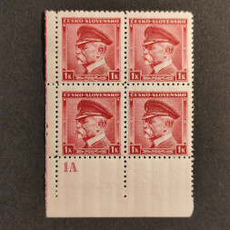 Rohový čtyřblok ČSR, Pof.352**, 1 K