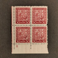 Rohový čtyřblok ČSR, Pof.252**, 30h