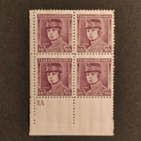 Rohový čtyřblok ČSR, Pof.302**, 60h