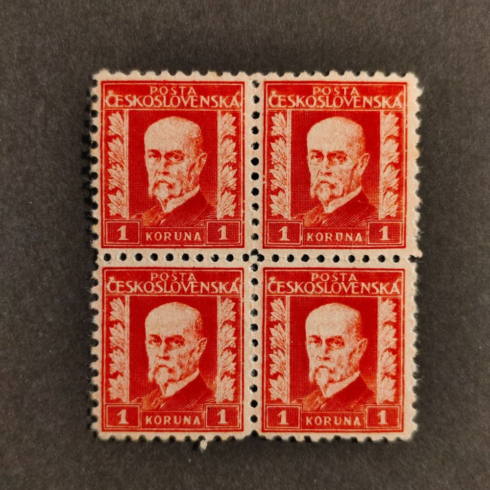 Čtyřblok ČSR, Pof.208*, 1 Kč Čtyřblok ČSR, Pof.208*, 1 Kč