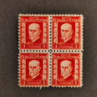 Čtyřblok ČSR, Pof.208*, 1 Kč Čtyřblok ČSR, Pof.208*, 1 Kč