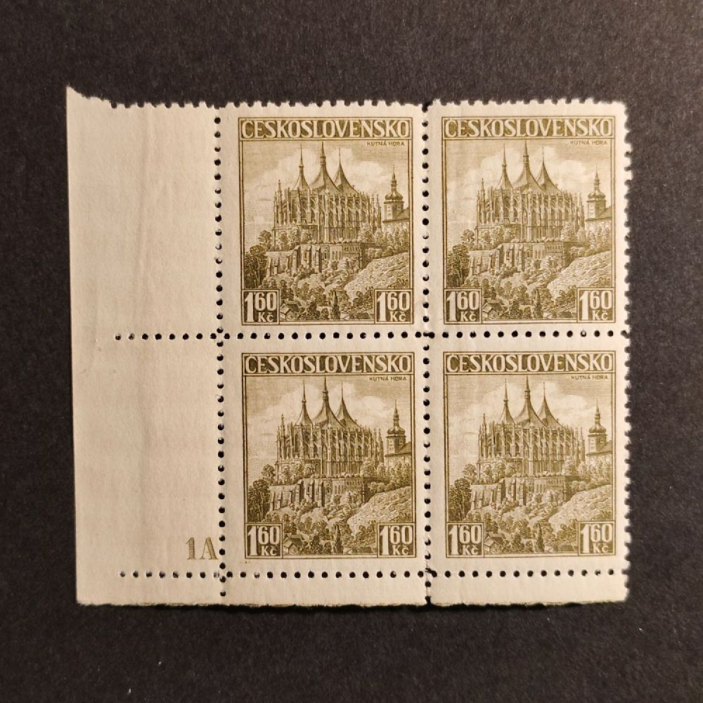 Rohový čtyřblok ČSR, Pof.306*, 1,60 Kč Rohový čtyřblok ČSR, Pof.306*, 1,60 Kč