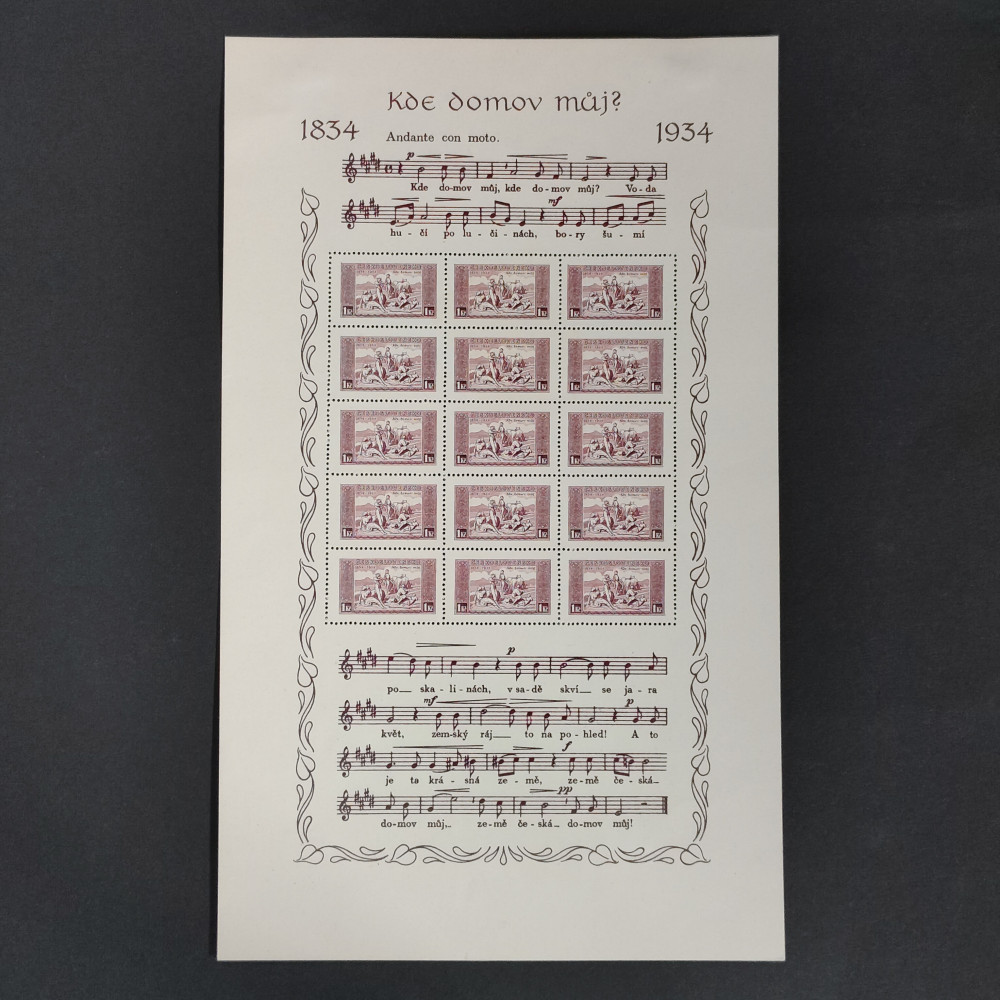 Aršík ČSR, Pof.283(*), po nálepce viz foto, 1 Kč Aršík ČSR, Pof.283(*), po nálepce viz foto, 1 Kč