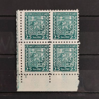 Bloque de cuatro de esquina Checoslovaquia, Pof.251 (Mi. 280), MNH, 25h